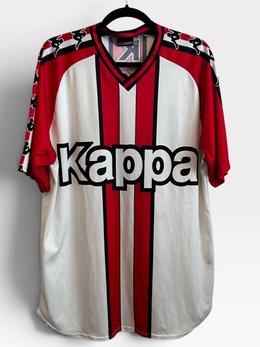 Kappa Red & White Striped Soccer Jersey Size Large